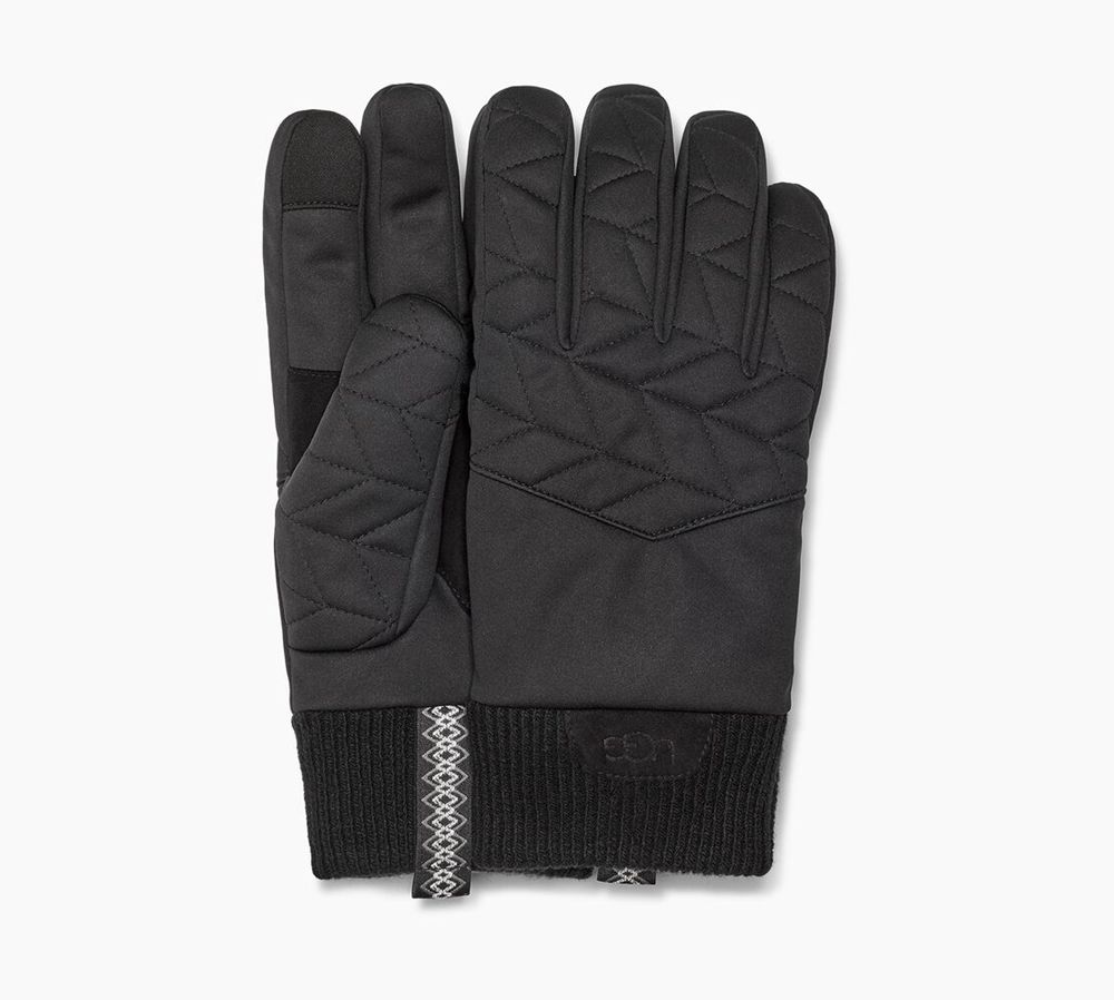 Ugg Glove Mens - Ugg Quilted Nylon Black - 869GVTNDP